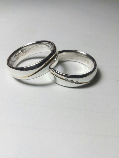 Alliance en argent blanc